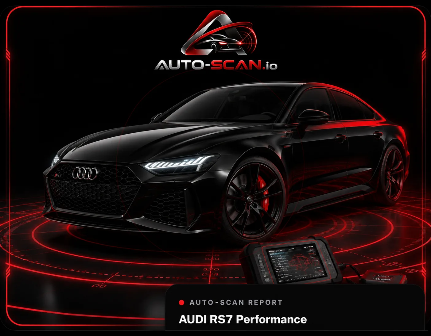 Audi RS7 Performance noire analysée par Auto-scan.io